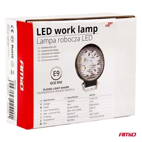 Pracovné LED svetlo AWL06 9 LED FLOOD 9-36V /AMiO/ - obr. 10