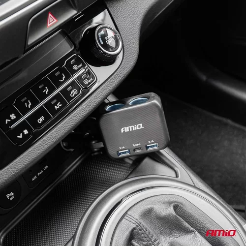 Predlžovacia zásuvka 2x USB-A 1x USB-C 12/24V 100W 180° AMiO-04357 - obr. 2