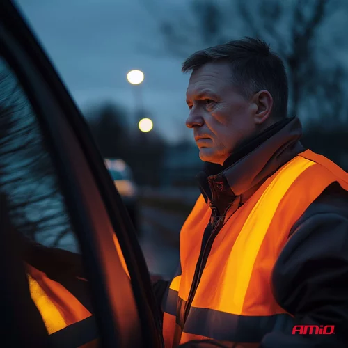 Výstražná vesta oranžová reflexná s certifikátom /AMiO/ - obr. 2