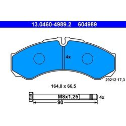 Sada brzdových platničiek kotúčovej brzdy ATE 13.0460-4989.2