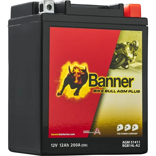 Batéria AGM PLUS 12V BANNER AGM PLUS 51411 BGB14L-A2, 12Ah, 200A, Bike Bull AGM PLUS 134x89x166