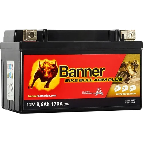 Batéria AGM PLUS 12V BANNER AGM PLUS 50901 BGTZ10-S, 8,6Ah, 170A, Bike Bull AGM PLUS 150x86x94