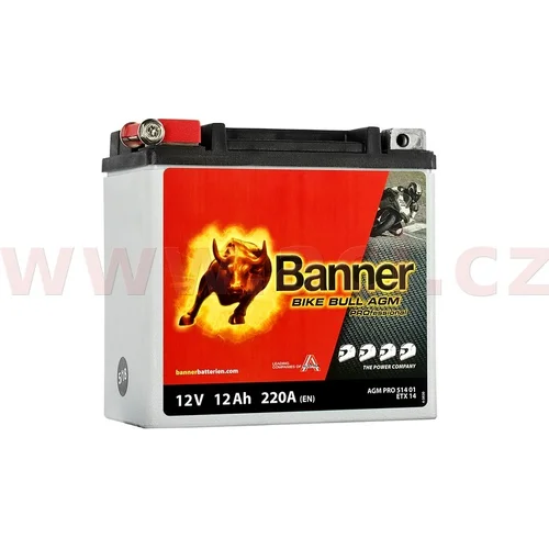 Batéria 12V BANNER YTX14-BS, 12Ah, 220A, Bike Bull AGM PRO 150x88x145