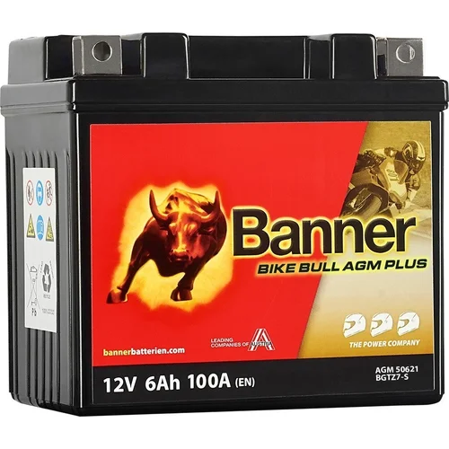 Batéria AGM PLUS 12V BANNER AGM PLUS 50621 BGTZ7-S, 6Ah, 100A, Bike Bull AGM PLUS 113x70x105