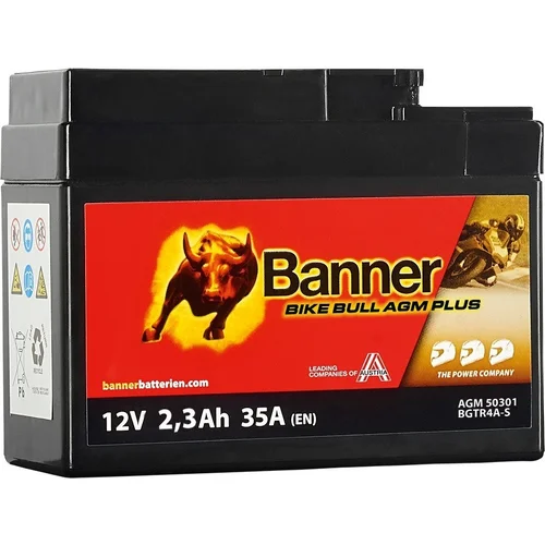 Batéria AGM PLUS 12V BANNER AGM PLUS 50301 BGTR4A-S, 2,3Ah, 35A, Bike Bull AGM PLUS 112x48x85