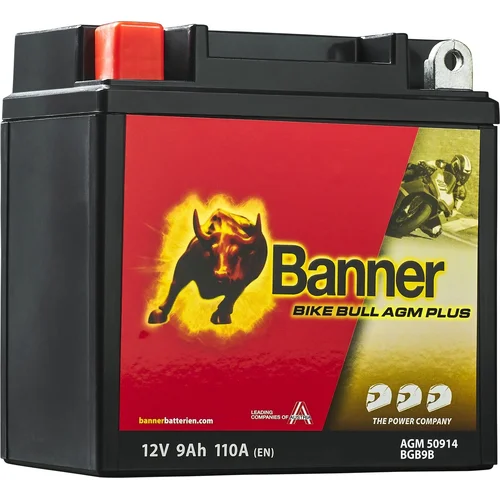 Batéria AGM PLUS 12V BANNER AGM PLUS 50914 BGB9B, 9Ah, 110A, Bike Bull AGM PLUS 135x75x138