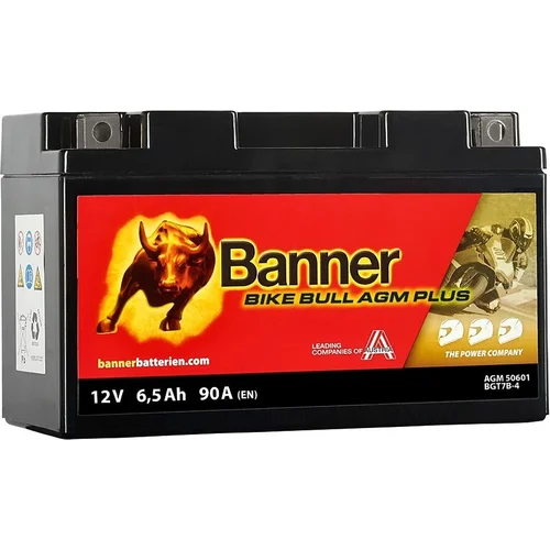 Batéria AGM PLUS 12V BANNER AGM PLUS 50601 BGT7B-4, 6,5Ah, 90A, Bike Bull AGM PLUS 150x65x93