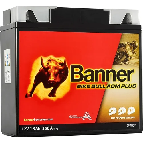 Batéria AGM PLUS 12V BANNER AGM PLUS 52101 BG12-19, 18Ah, 250A, Bike Bull AGM PLUS 181x76x173