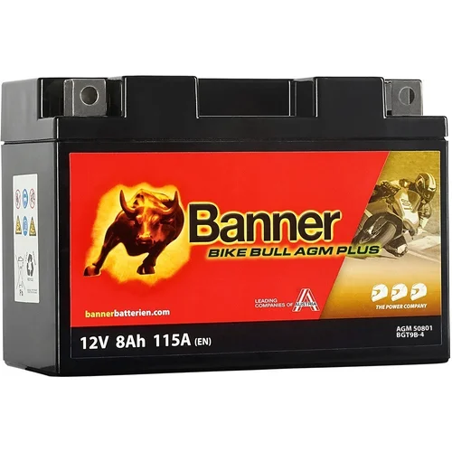 Batéria AGM PLUS 12V BANNER AGM PLUS 50801 BGT9B-4, 8Ah, 115A, Bike Bull AGM PLUS 150x70x105