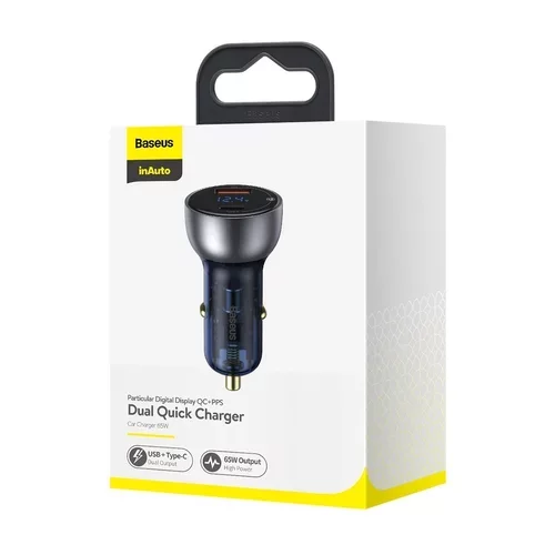 Nabíjačka do auta s digitálnym displejom strieborná USB + USB-C, QC3.0 + PD, 5A, 65 W /BASEUS/ - obr. 7