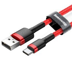 Kábel USB na USB-C Baseus Cafule 1,5A 1m červený BASEUS - obr. 2