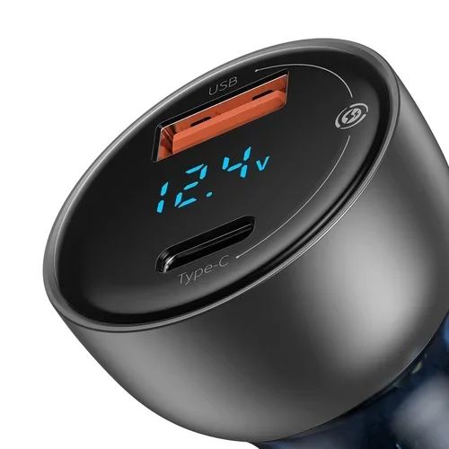 Nabíjačka do auta s digitálnym displejom strieborná USB + USB-C, QC3.0 + PD, 5A, 65 W /BASEUS/ - obr. 4