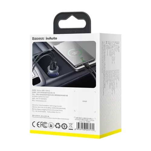 Nabíjačka do auta s digitálnym displejom strieborná USB + USB-C, QC3.0 + PD, 5A, 65 W /BASEUS/ - obr. 8