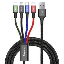 USB kábel Baseus Fast 4v1 Lightning / micro 3,5A 1,2 m čierny BASEUS