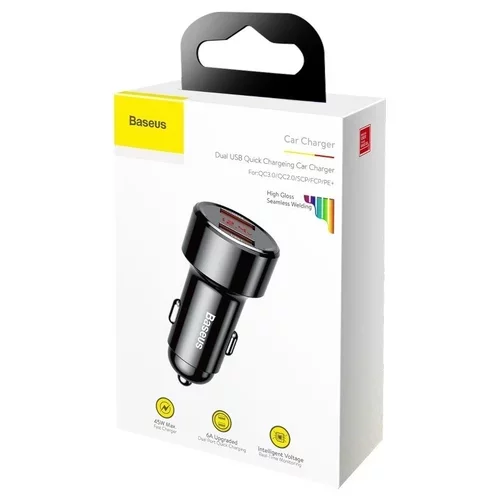 Nabíjačka do auta Magic čierna, 2xUSB QC 3.0 45W /BASEUS/ - obr. 6