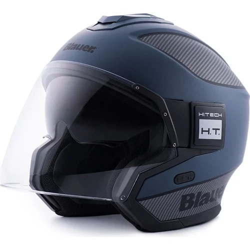 Prilba SOLO BLAUER 12CBKHU01034-H00021-H109-S (modrá matná, uhlíkový, strieborná, veľkosť S)