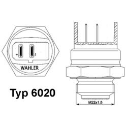 Teplotný spínač ventilátora chladenia WAHLER 6020.95D