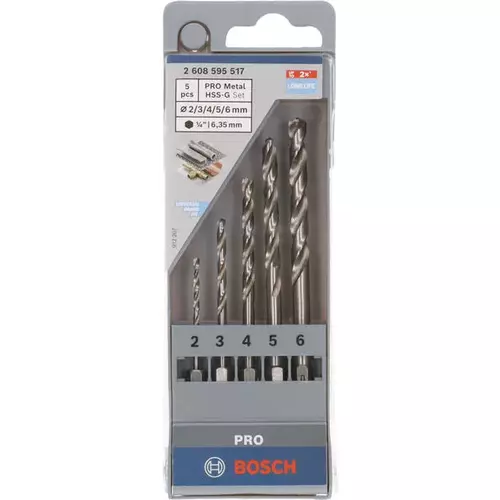BOSCH Sada skrutkovicových vrtákov PRO Metal HSS-G HEX, 5 ks (3)