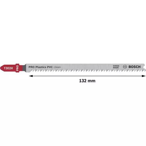 BOSCH List do priamočiarej píly PRO Plastics PVC clean T302H 132 mm, 5 ks