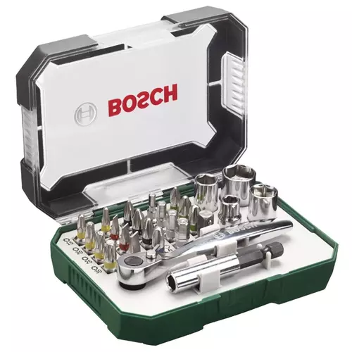 BOSCH 26-dielna sada skrutkovacích hrotov, kľúčov a rační