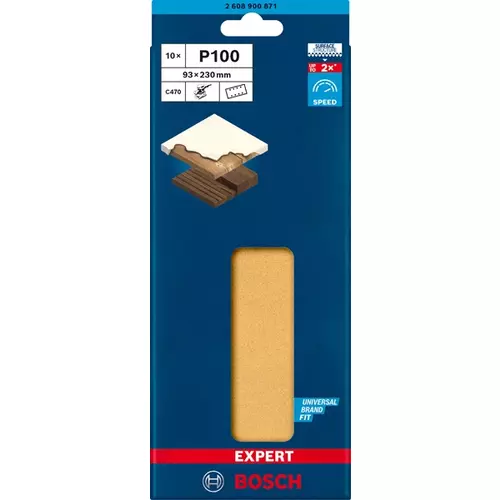 BOSCH Brúsny papier EXPERT C470 s 8 otvormi pre orbitálne brúsky 93 x 230 mm, zrnitosť 100, 10 ks (3)