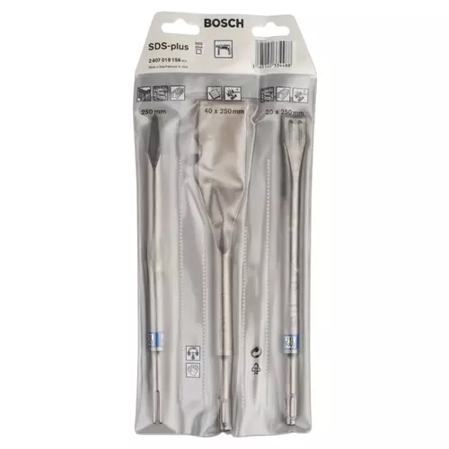 BOSCH Sada sekáčov PRO SDS plus-5C, špicatý 250, dlaždicový 40 x 260, lopatkový 20 x 250 mm, 3 ks (14)