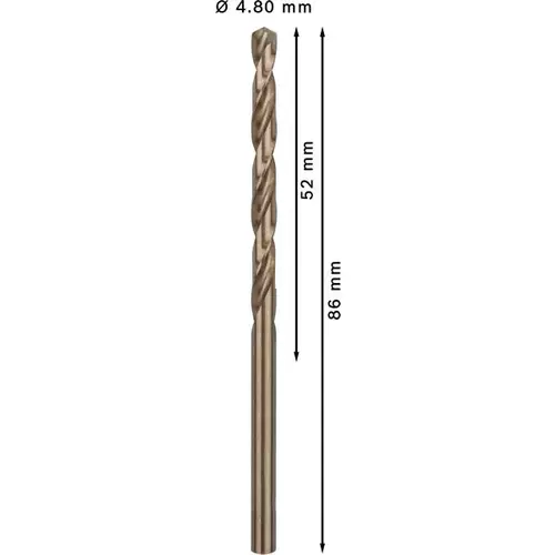 BOSCH Špirálový vrták do kovu PRO Stainless Steel HSS-Co, 4.8 × 52 × 86 mm, 10 ks