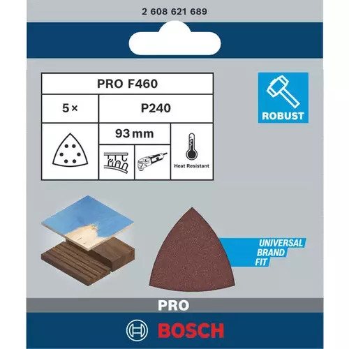 BOSCH Brúsny papier PRO F460, 93 × 93 mm, G240, 5 ks (3)