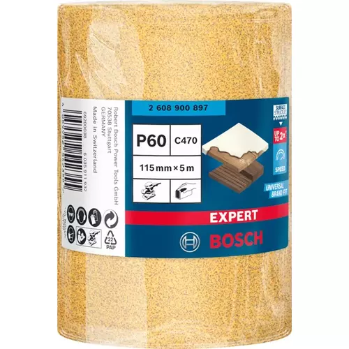 BOSCH Rolka brúsneho papiera EXPERT C470 na ručné brúsenie, 115 mm, 5 m, zrnitosť 60 (3)
