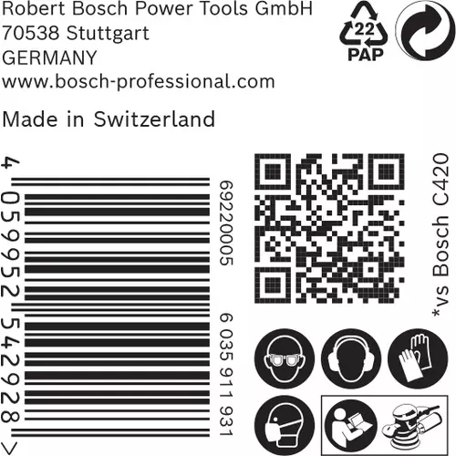 BOSCH Brúsny papier EXPERT C470 bez otvorov pre uhlové brúsky a vŕtačky, 125 mm, zrnitosť 120, 50 ks (6)