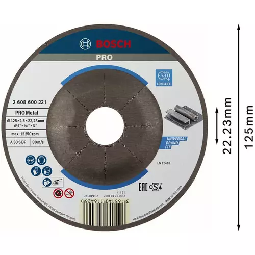 BOSCH Rezací kotúč PRO Metal, 125 × 2,5 × 22,23 mm, oSa (3)