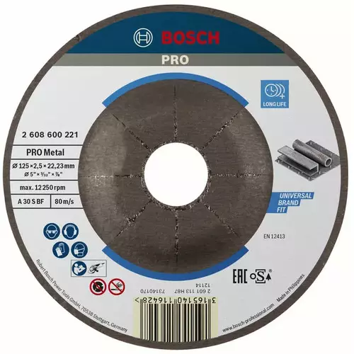 BOSCH Rezací kotúč PRO Metal, 125 × 2,5 × 22,23 mm, oSa (4)