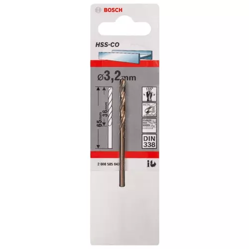 BOSCH Vrtáky do kovov HSS-Co, DIN 338