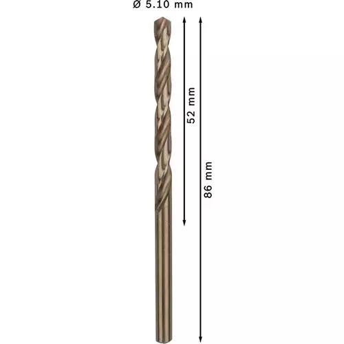BOSCH Špirálový vrták do kovu PRO Stainless Steel HSS-Co, 5.1 × 52 × 86 mm, 10 ks