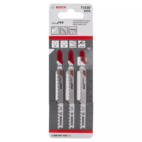 BOSCH List do priamočiarej píly PRO Plastics PP clean T102D, 100 mm, 3 ks (10)