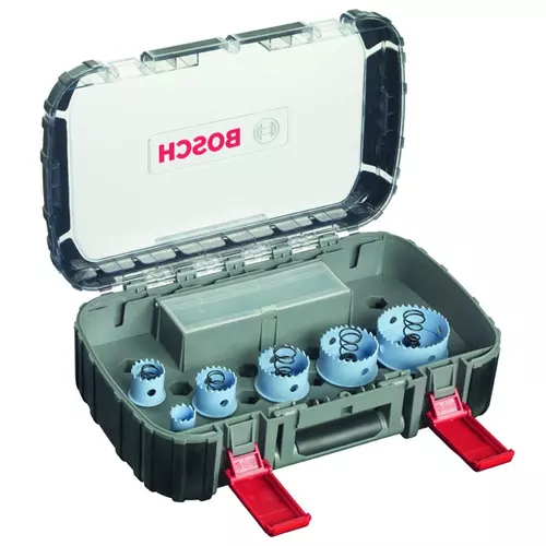 BOSCH 9-dielna sada dieroviek na plech pre elektrikárov, 22 – 64 mm
