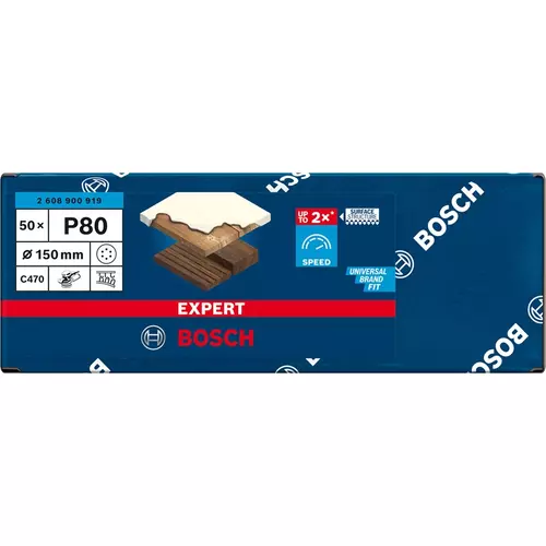 BOSCH Brúsny papier EXPERT C470 so 6 otvormi pre excentrické brúsky, 150 mm, zrnitosť 80, 50 ks (3)