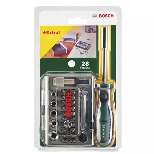 BOSCH 27-dielna sada s miniračňou + ručný skrutkovač (3)