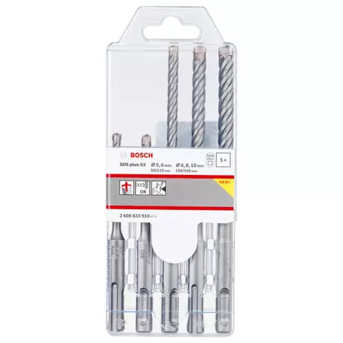 BOSCH Sada príklepových vrtákov PRO SDS plus-5X, 5/6/6/8/10 mm, 5 ks (17)