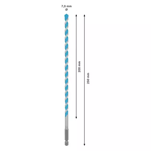 BOSCH Sada vrtákov EXPERT HEX-9 Multi Construction, 7 × 200 × 250