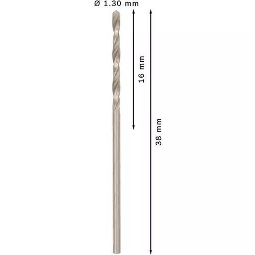 BOSCH Špirálový vrták PRE Metal HSS-G štandardnej dĺžky, 1,3 × 16 × 38 mm, 10 ks