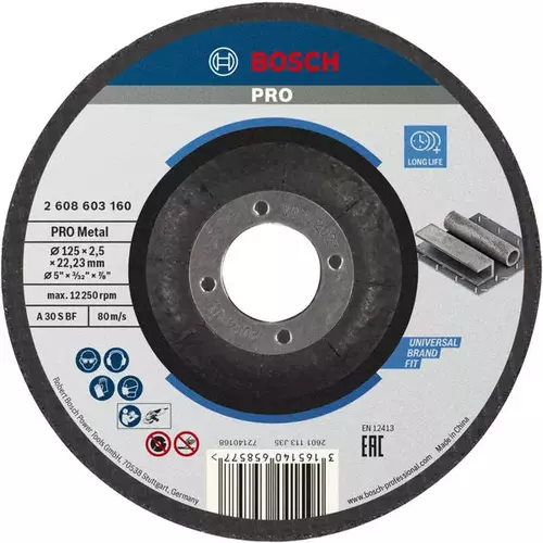 BOSCH Rezací kotúč PRO Metal, 125 × 2,5 × 22,23 mm (4)
