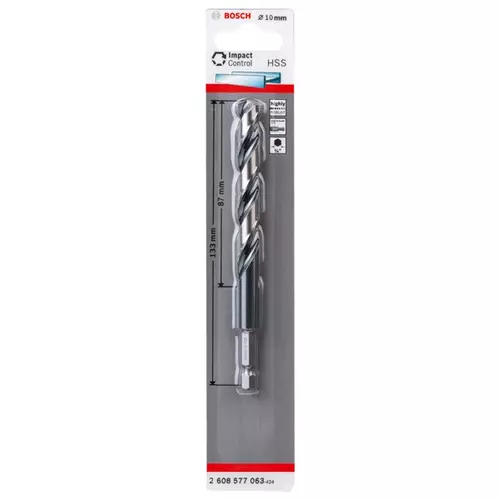 BOSCH Skrutkovitý vrták HSS so šesťhrannou stopkou 10,0 mm