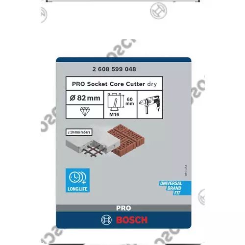 BOSCH Vŕtacia korunka na rezanie zásuviek PRO Socket Core Cutter dry, 82 x 60 mm, závit M16 (3)