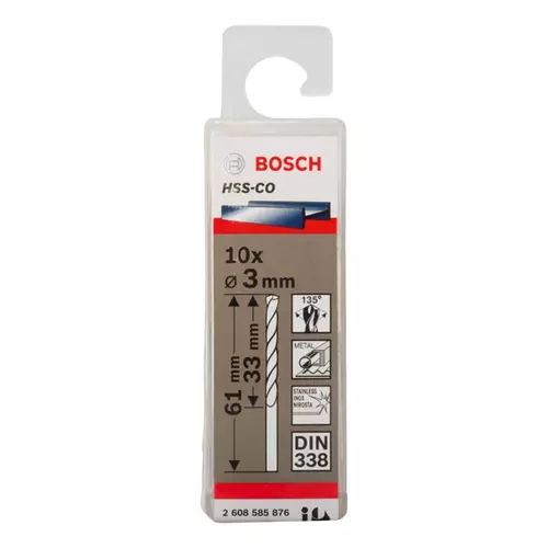 BOSCH Špirálový vrták do kovu PRO Stainless Steel HSS-Co, 3 × 33 × 61 mm, 10 ks (19)