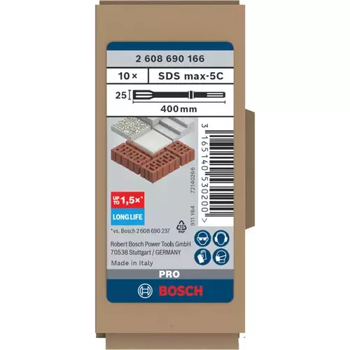 BOSCH Sada plochých sekáčov PRO SDS max-5C 25 × 400 mm, 10 ks (3)