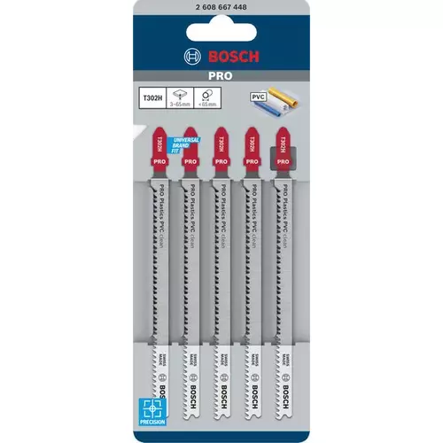 BOSCH List do priamočiarej píly PRO Plastics PVC clean T302H 132 mm, 5 ks (2)
