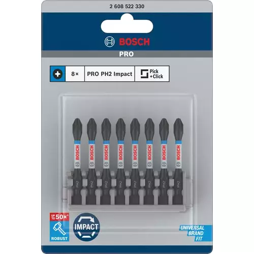 BOSCH Bit PRO Phillips Impact, PH2, 55 mm, 8 ks (3)