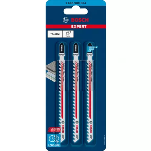 BOSCH List priamočiarej píly EXPERT ‘Fiber Plaster’ T 341 HM, 3 ks