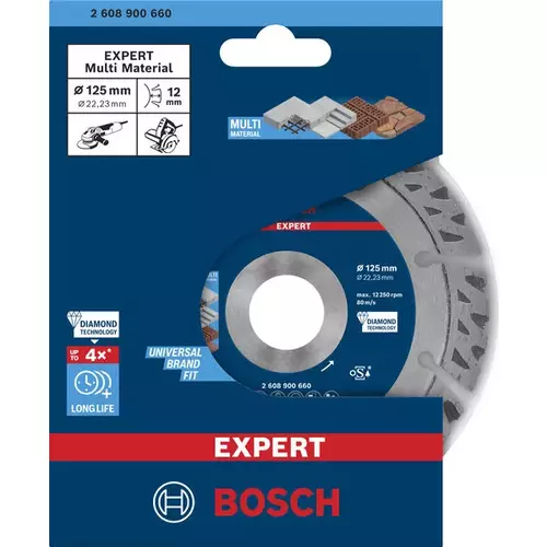 BOSCH Diamantový rezací kotúč EXPERT MultiMaterial, 125 x 22,23 x 2,2 x12 mm (3)